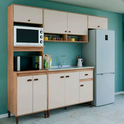 Torre Quente Movelbento MB 1032 215cm — Estrutura em MDP 15mm com Pintura UV, Espaço para Forno e Micro-ondas e Porta Basculante com Pistão a Gás para Cozinha Organizada