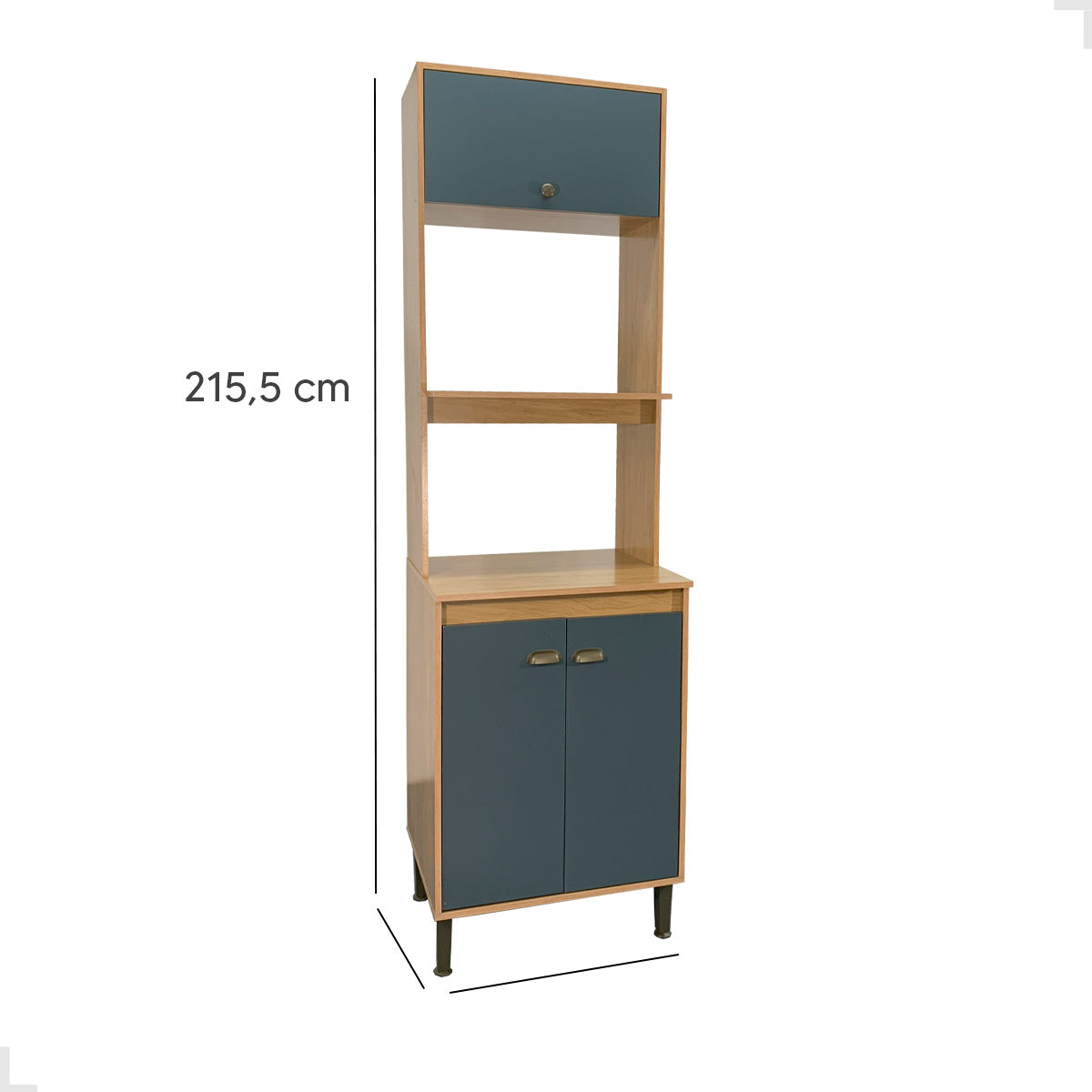 Torre Quente Movelbento MB 1032 215cm — Estrutura em MDP 15mm com Pintura UV, Espaço para Forno e Micro-ondas e Porta Basculante com Pistão a Gás para Cozinha Organizada