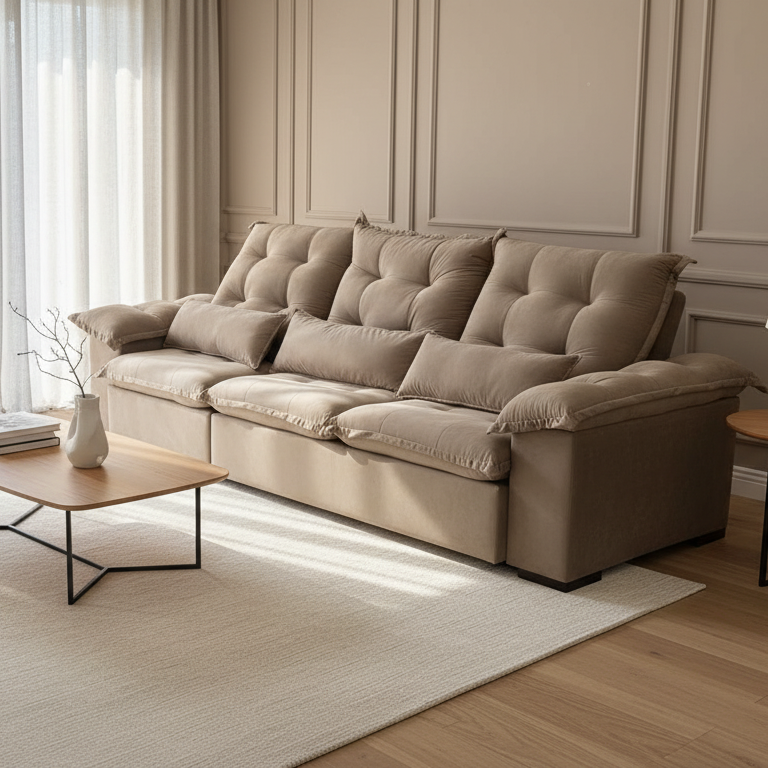Sofá Retrátil e Reclinável Ferrari 3,00m com Molas Ensacadas e Pillow Top