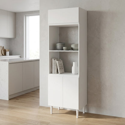 Torre Quente de Cozinha 3 Portas em MDP Nature e Branco ambientado na cozinha