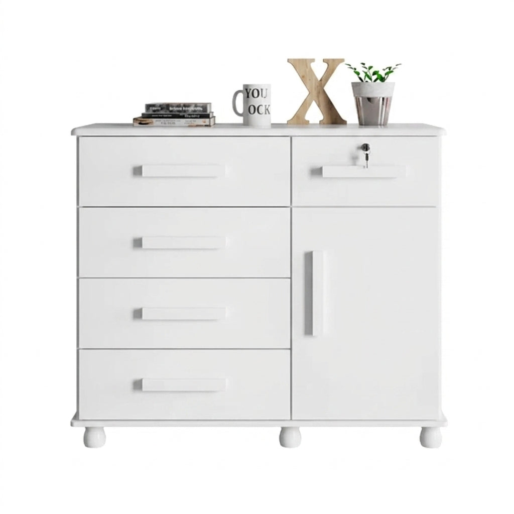 Cômoda Sapateira Ibiza Plus 5 Gavetas 1 Porta com Chave 118 cm