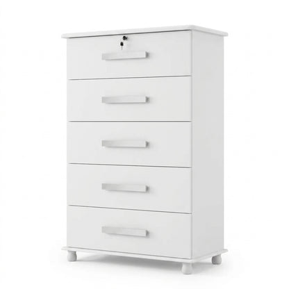 Cômoda Carrara 5 Gavetas com Chave e Corrediças Telescópicas