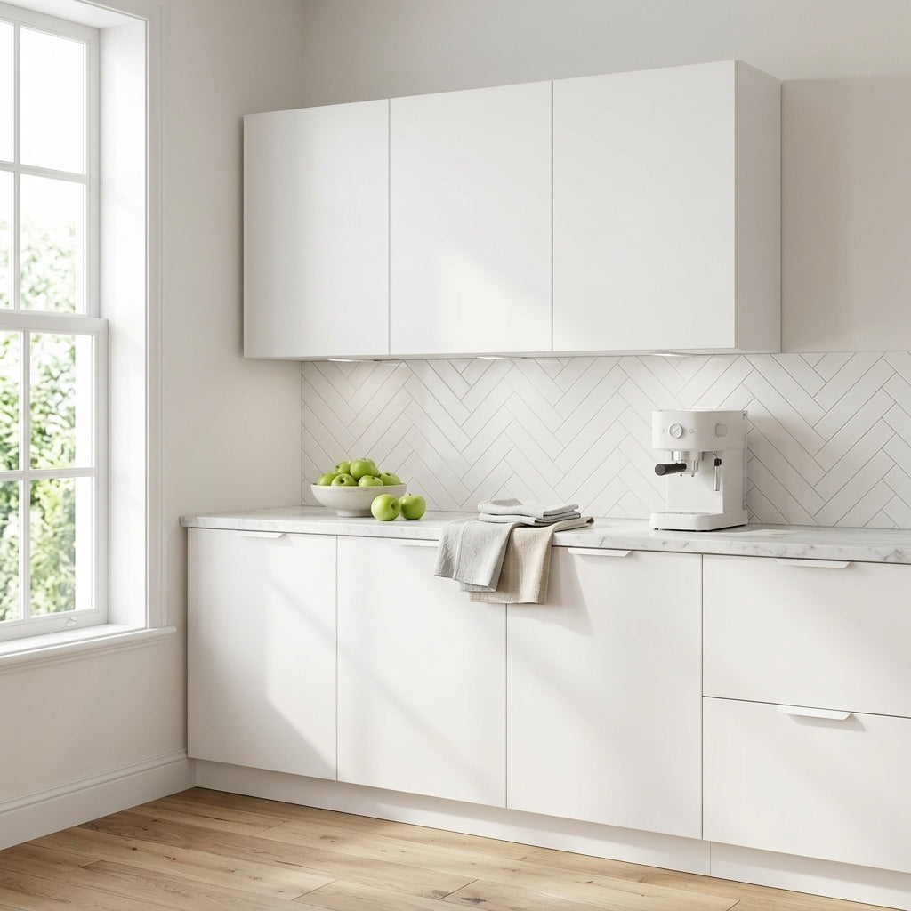 Armário Aéreo de Cozinha 120 cm 3 Portas Nature e Branco