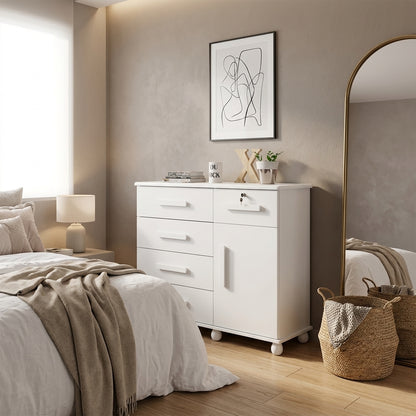 Cômoda Sapateira Ibiza Plus 5 Gavetas 1 Porta com Chave 118 cm