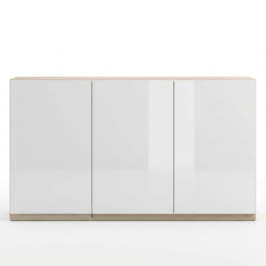 Armário Aéreo de Cozinha 120 cm 3 Portas Nature e Branco