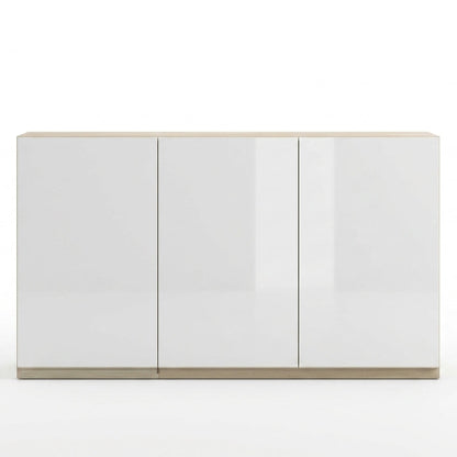 Armário Aéreo de Cozinha 120 cm 3 Portas Nature e Branco