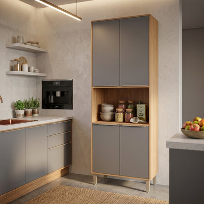 Paneleiro Torre Quente 70 cm 4 Portas 100% MDF com Nicho para Forno