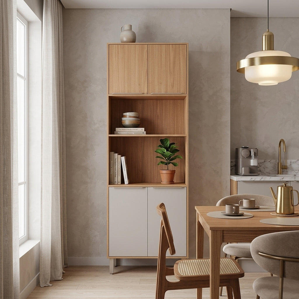 Paneleiro Torre Quente Duplo 70 cm 4 Portas 2 Nichos 100% MDF ambientado na cozinha
