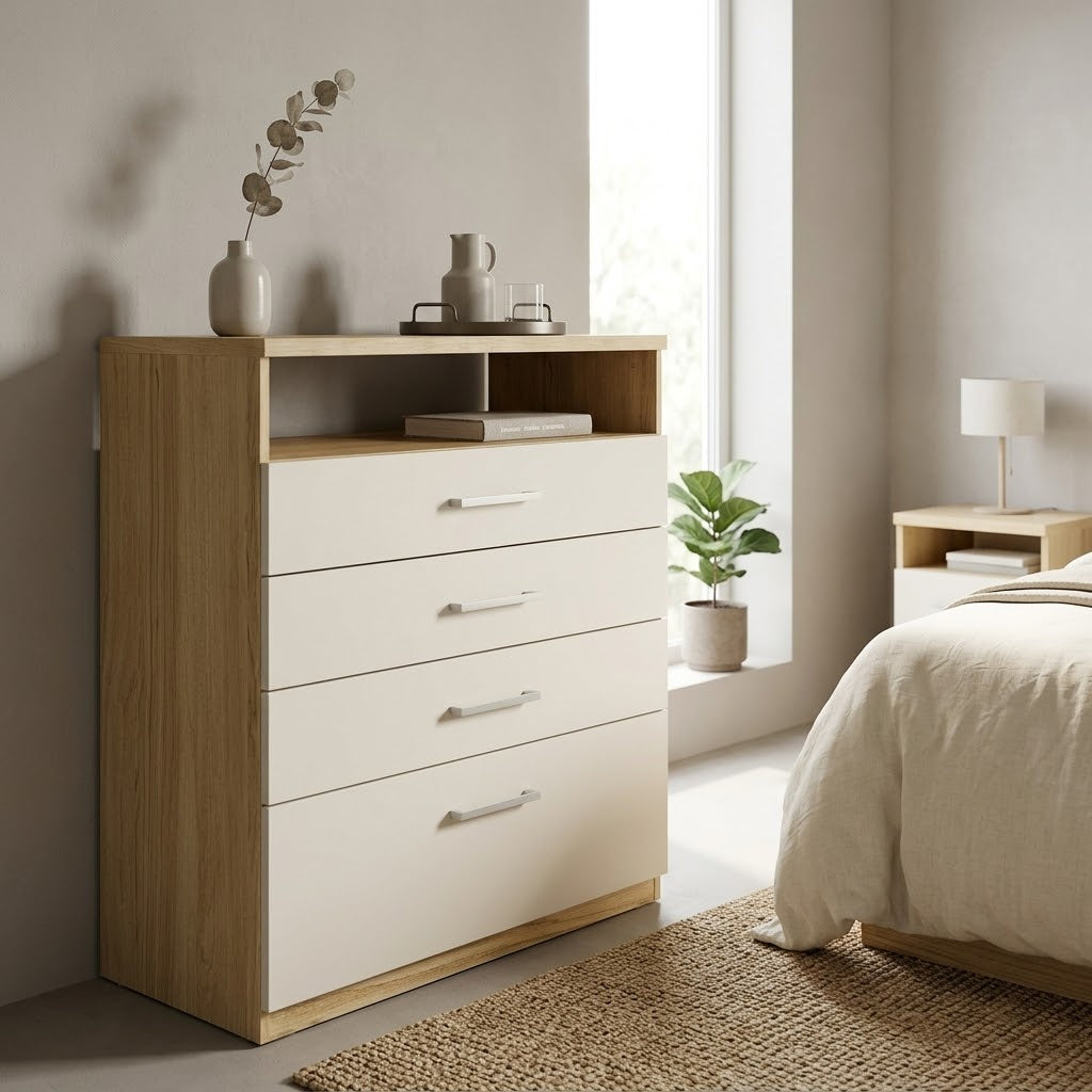 Cômoda com 4 Gavetas com Corrediças Metálicas 90cm