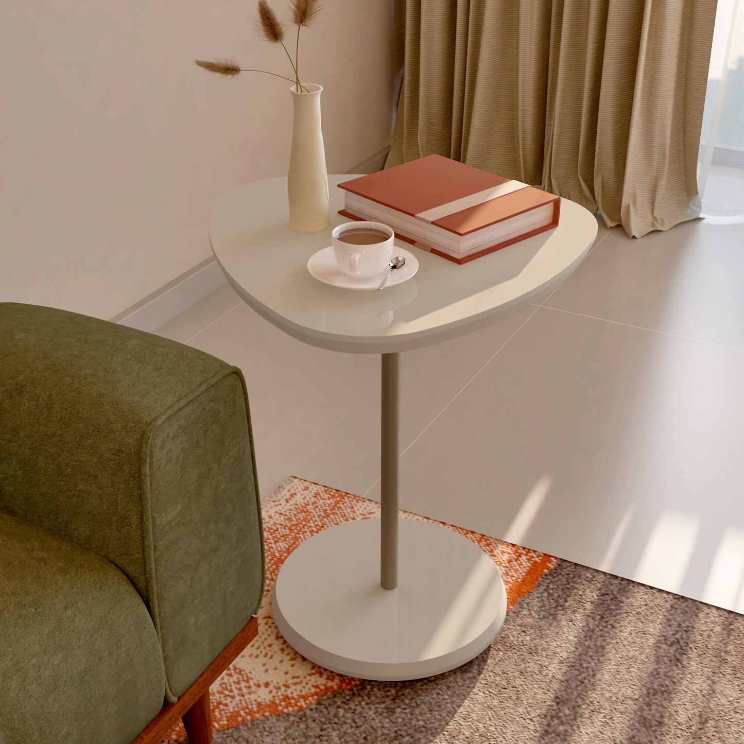 Mesa De Apoio Lateral Baixa Orgânica Para Sofá em Sala de Estar