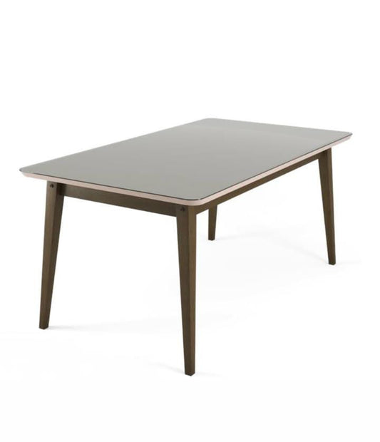 Mesa de Jantar 6 Lugares em Madeira com Tampo de Vidro