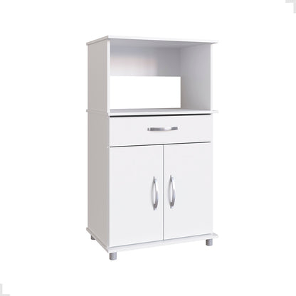 Balcão Armário de Forno Laura para cozinha, com espaço para forno e micro-ondas e tampo de apoio multiuso