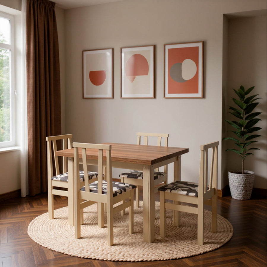 Conjunto Jantar 4 Lugares Mesa 90cm MDF – Kit Completo