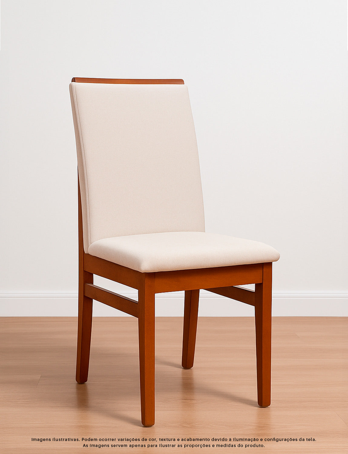 Kit com 2 Cadeiras Veneza Estofadas em Linho com Estrutura de Madeira Maciça e Acabamento PU Marrom Canela