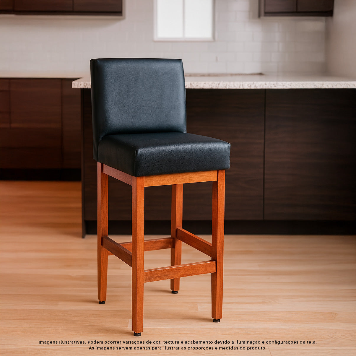 Banqueta Dallas Desmotada em Corino com Apio de Pés e Encosto