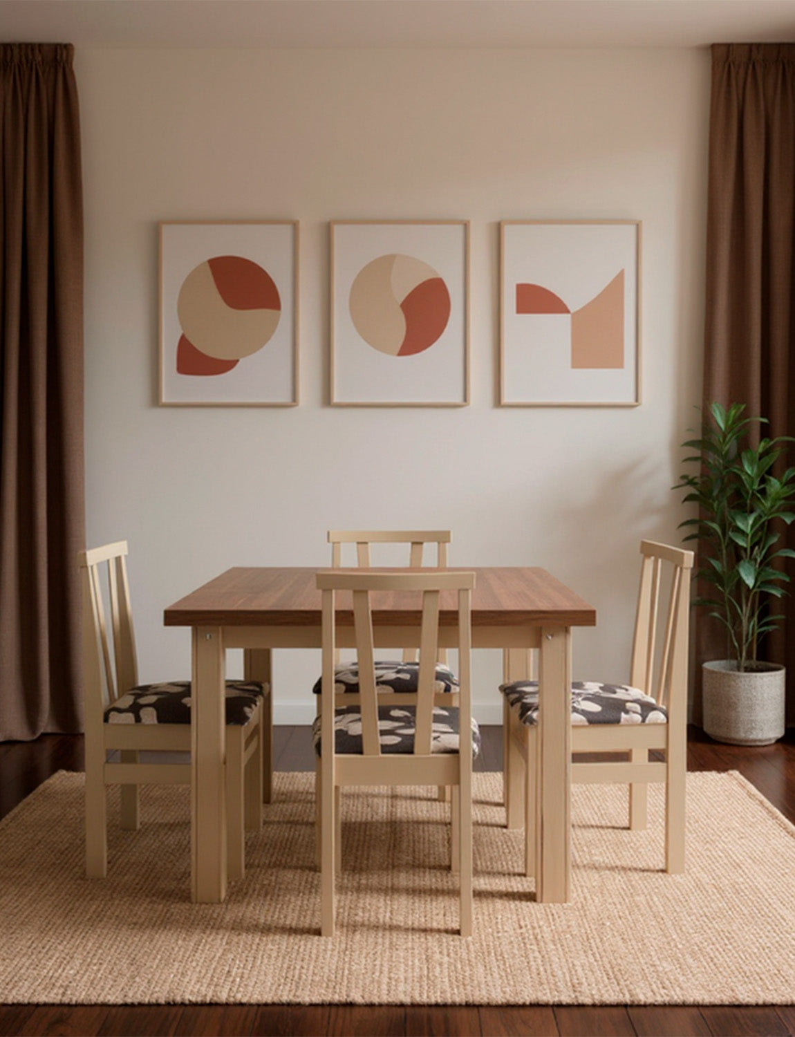 Conjunto Jantar 4 Lugares Mesa 90cm MDF – Kit Completo