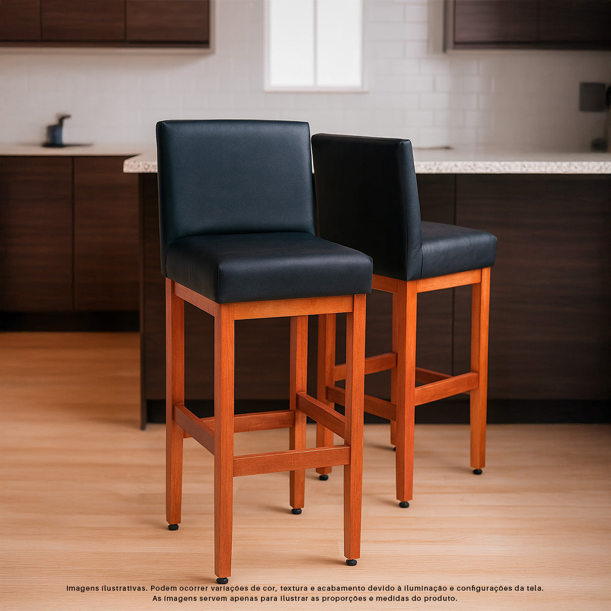 Banqueta Dallas Desmotada em Corino com Apio de Pés e Encosto