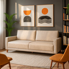 Sofá Sorento 2 Metros em Corino 3 Lugares Estrutura em Madeira de Eucalipto