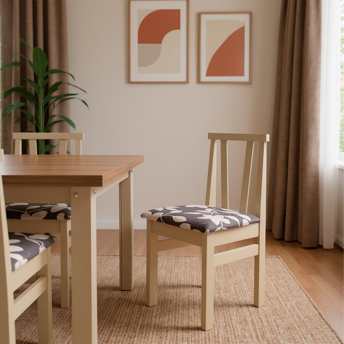 Conjunto Jantar 4 Lugares Mesa 90cm MDF – Kit Completo