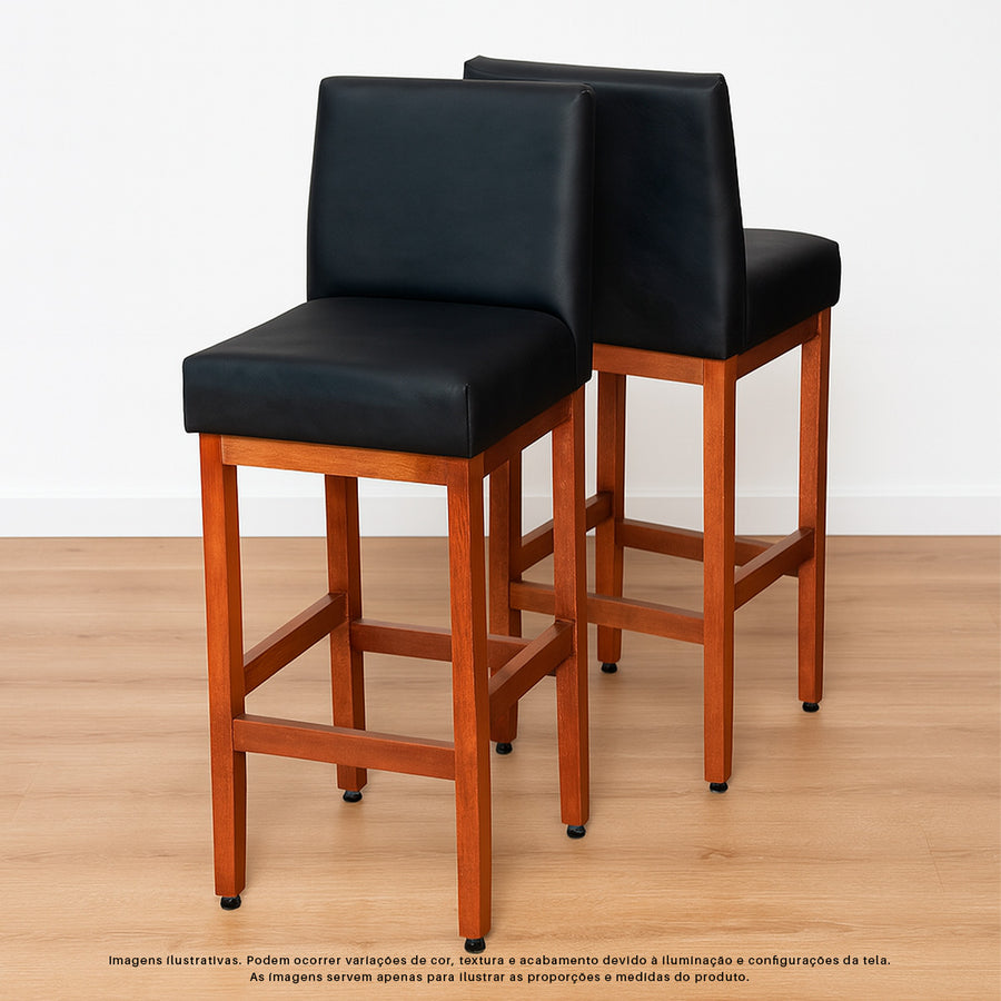 Kit 2 Banquetas Dallas Desmotada em Corino com Apio de Pés e Encosto