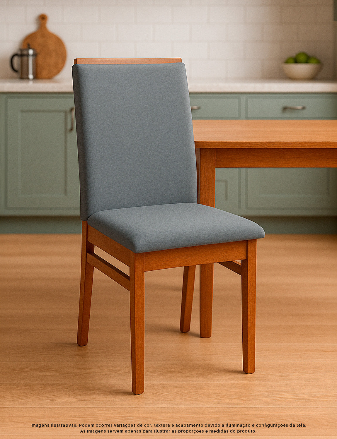 Kit com 2 Cadeiras Veneza Estofadas em Linho com Estrutura de Madeira Maciça e Acabamento PU Marrom Canela