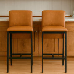 Kit 2 Banquetas Altas Nápoles Industrial em Aço para Cozinha Americana e Bancada com Apoio para Pés