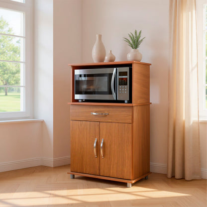 Balcão Armário de Forno Laura para cozinha, com espaço para forno e micro-ondas e tampo de apoio multiuso