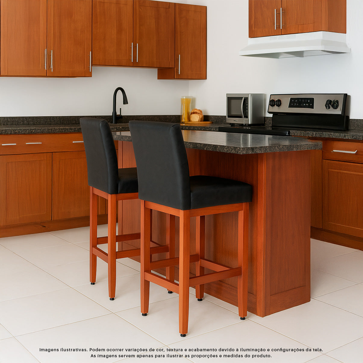 Banqueta Dallas Desmotada em Corino com Apio de Pés e Encosto