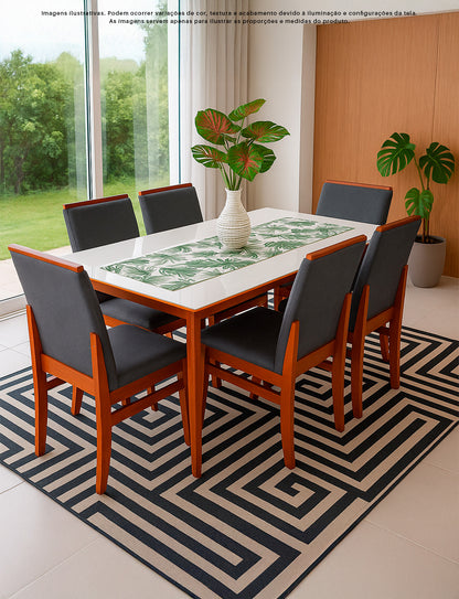 Kit com 2 Cadeiras Veneza Estofadas em Linho com Estrutura de Madeira Maciça e Acabamento PU Marrom Canela