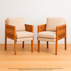 Kit 2 Poltronas Cordova em Madeira Maciça Eucalipto Estofada com Fibra de Silicone – Design Moderno e Conforto para Sala, Escritório ou Recepção