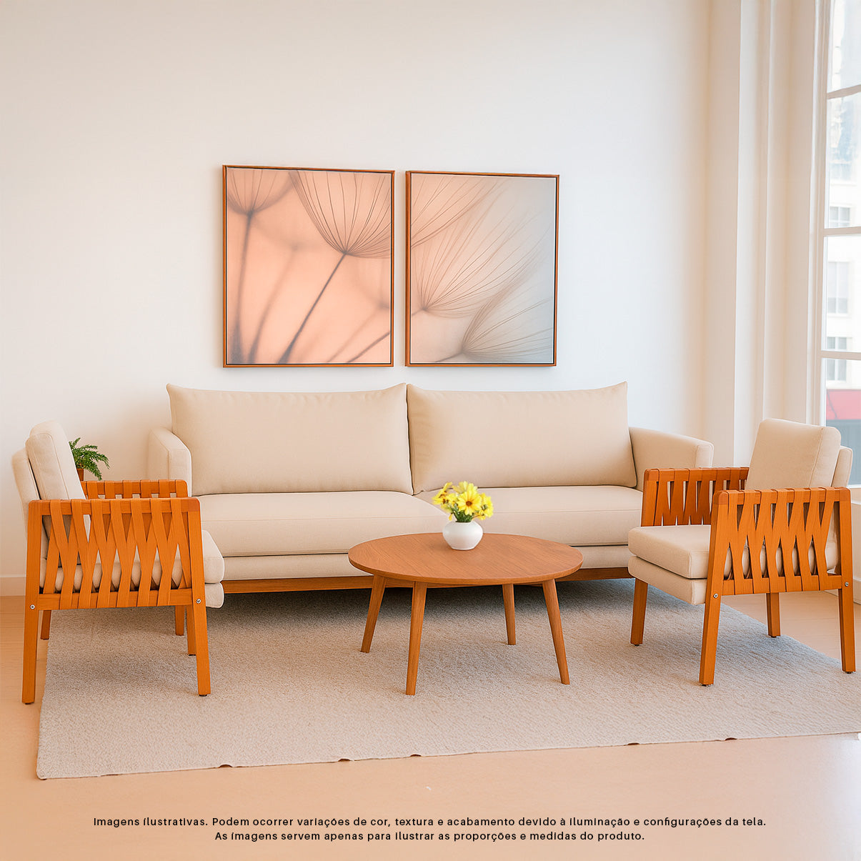 Kit 2 Poltronas Cordova em Madeira Maciça Eucalipto Estofada com Fibra de Silicone – Design Moderno e Conforto para Sala, Escritório ou Recepção