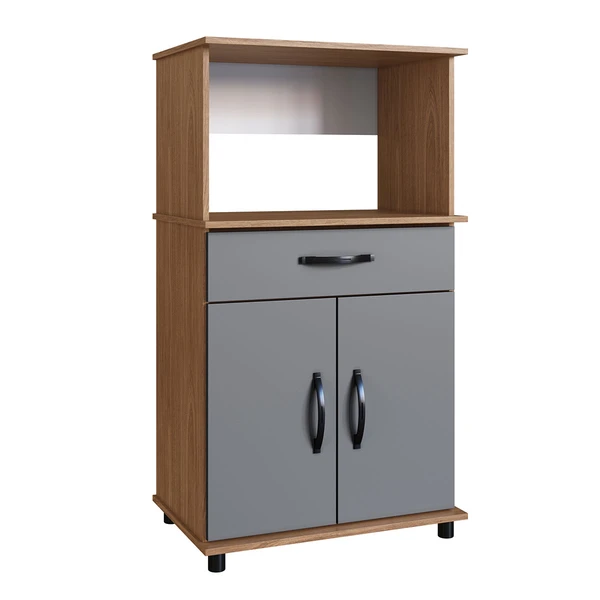 Balcão Armário de Forno Laura para cozinha, com espaço para forno e micro-ondas e tampo de apoio multiuso