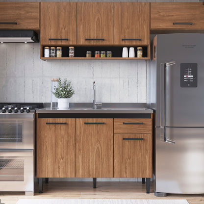 Balcão de Pia para Cozinha 120cm Giovanna em MDP Fosco com 3 Portas e Gaveta — Mais Espaço Interno e Organização