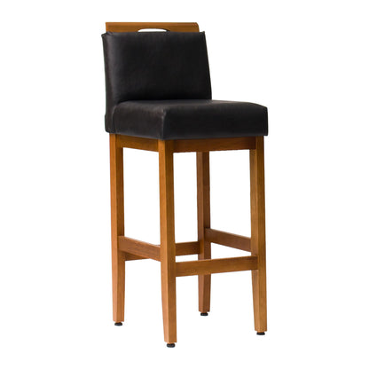 Banqueta Safira com Assento Estofado em Courino e Estrutura de Madeira Maciça – Design Elegante com Encosto e Apoio para os Pés, Altura 104 cm