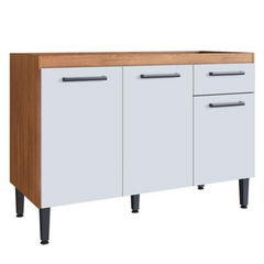 Balcão de Pia para Cozinha 120cm Giovanna em MDP Fosco com 3 Portas e Gaveta — Mais Espaço Interno e Organização