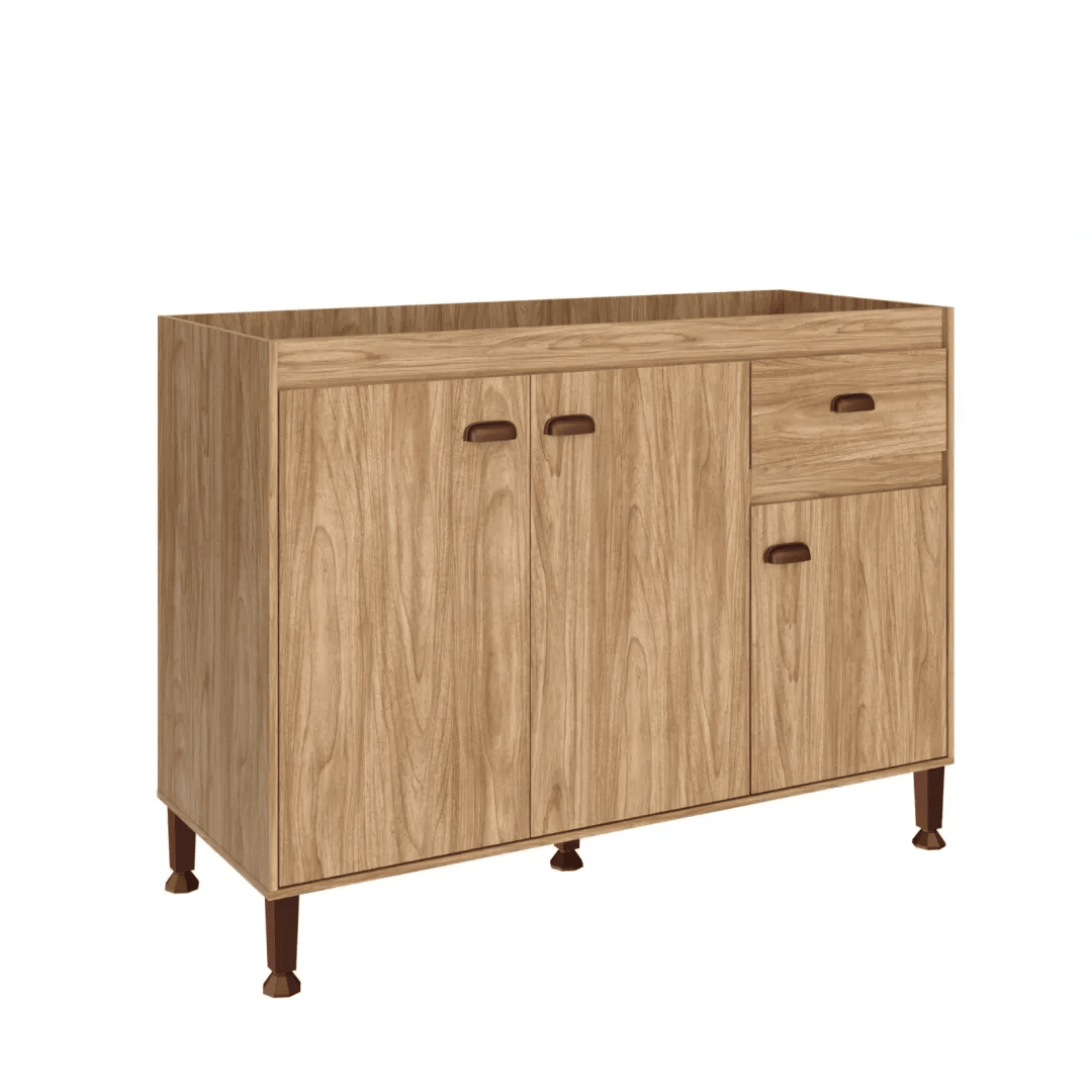 Balcão de Pia para Cozinha MB 1030 120cm armário com 3 portas, 1 gaveta