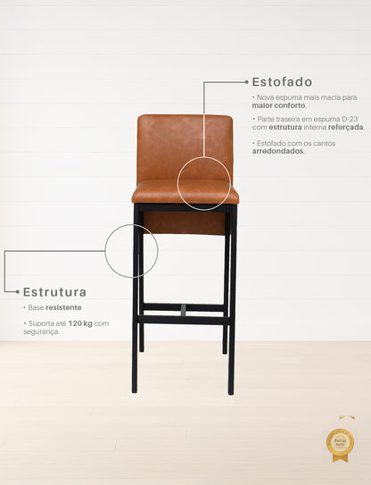 Kit 2 Banquetas Industrial Alta Napoles Estrutura em Aço