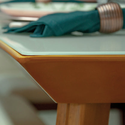 Mesa de Jantar Naiara 120 cm com Tampo de Vidro – 4 Lugares