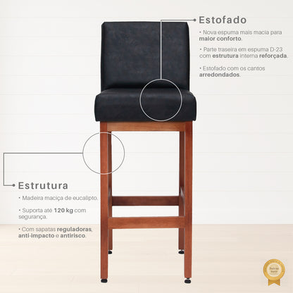 Banqueta Dallas Desmotada em Corino com Apio de Pés e Encosto