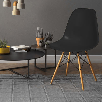 Cadeira Eifel Design Moderno em Polipropileno com Base de Madeira de Faia e Estrutura Metálica – 81x46 cm