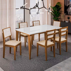 Mesa de Jantar 6 Lugares Com Tampo de Vidro
