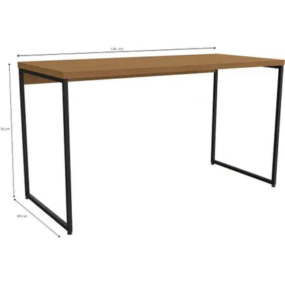 Mesa Escrivaninha Industrial 136cm Canela e Preto Fosco