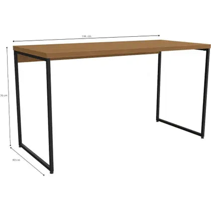 Mesa Escrivaninha Industrial 136cm Canela e Preto Fosco