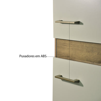 Paneleiro Marta 2 Portas 200cm — MDP com Pés Ajustáveis, Puxadores em ABS e Design Compacto para Cozinha Organizada e Funcional