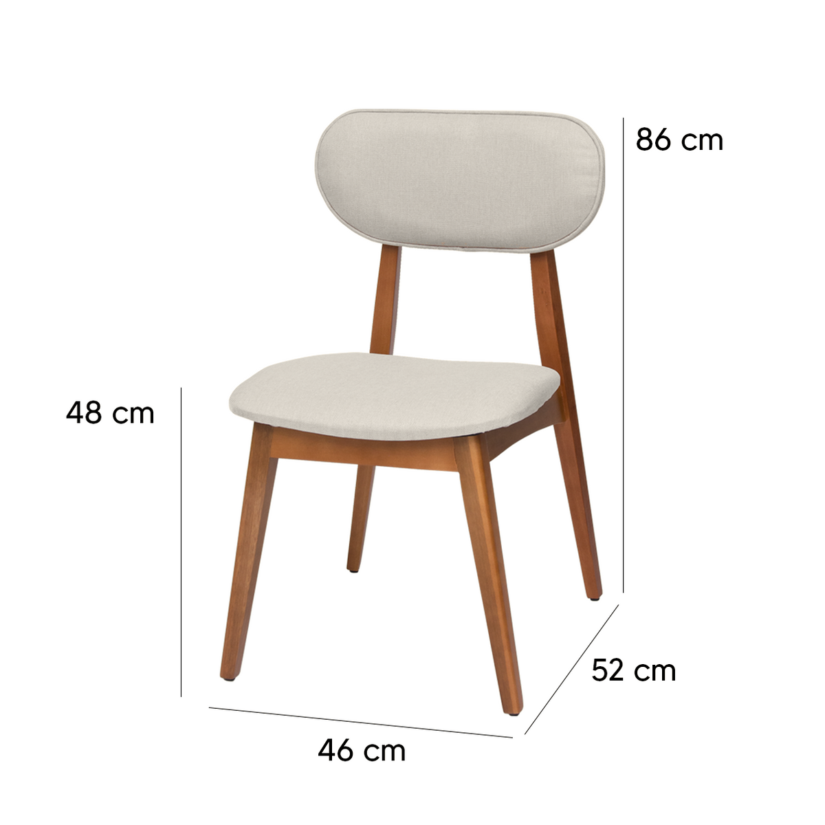Cadeira de Jantar Betina | Madeira Amêndoa + Assento em Linho | Confortável