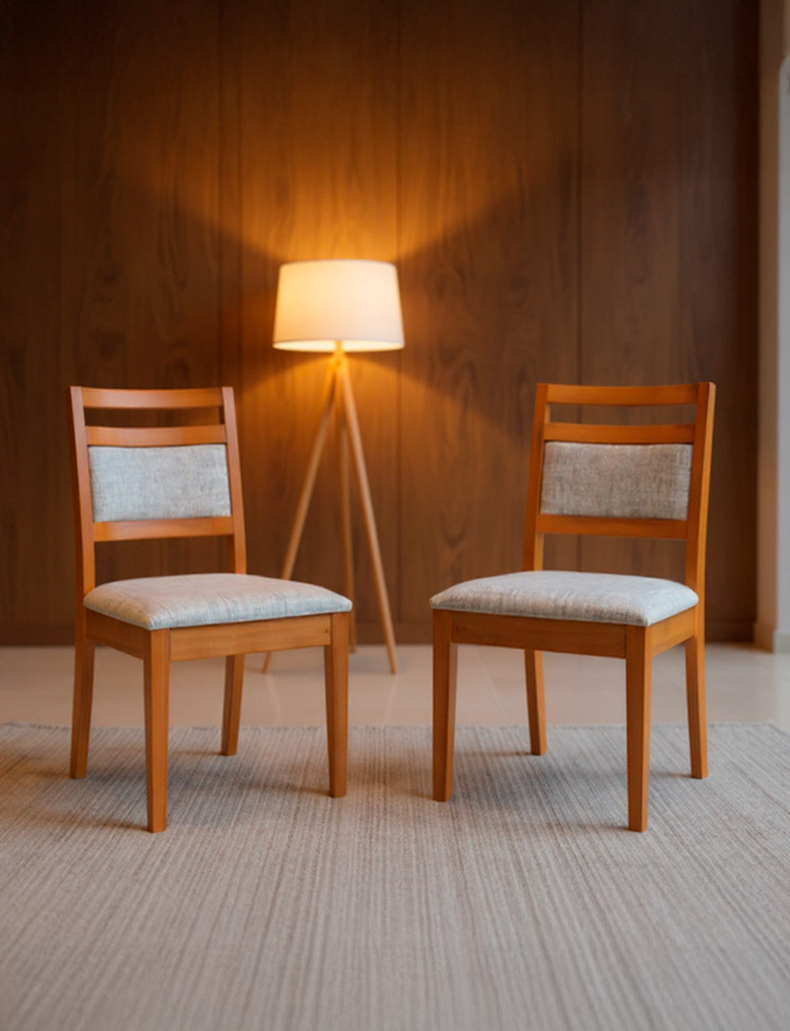 Kit Conjunto Cadeira Caribe em Madeira Maciça de Eucalipto com Assento e Encosto Estofados – Conforto e Elegância para Sala de Jantar