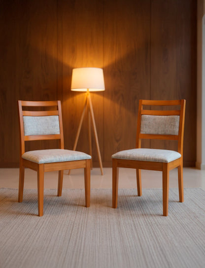 Kit Conjunto Cadeira Caribe em Madeira Maciça de Eucalipto com Assento e Encosto Estofados – Conforto e Elegância para Sala de Jantar