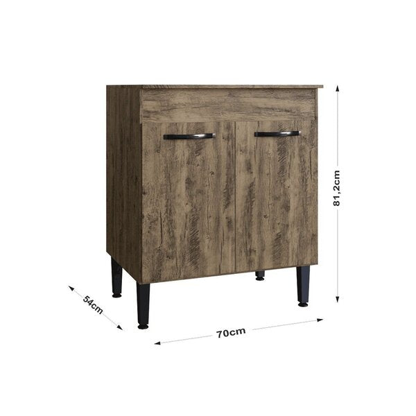 Balcão para Cooktop 70cm IRM com 2 Portas e Nicho Interno com Estrutura em MDP — Base Compacta e Funcional para Cozinhas Modernas