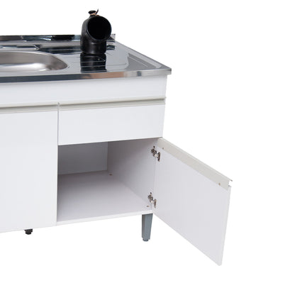 Balcão de Pia Sara Splendore 120cm com 3 Portas e 2 Gavetas em MDP — Ideal para Cozinha Organizada (Sem Tampo)