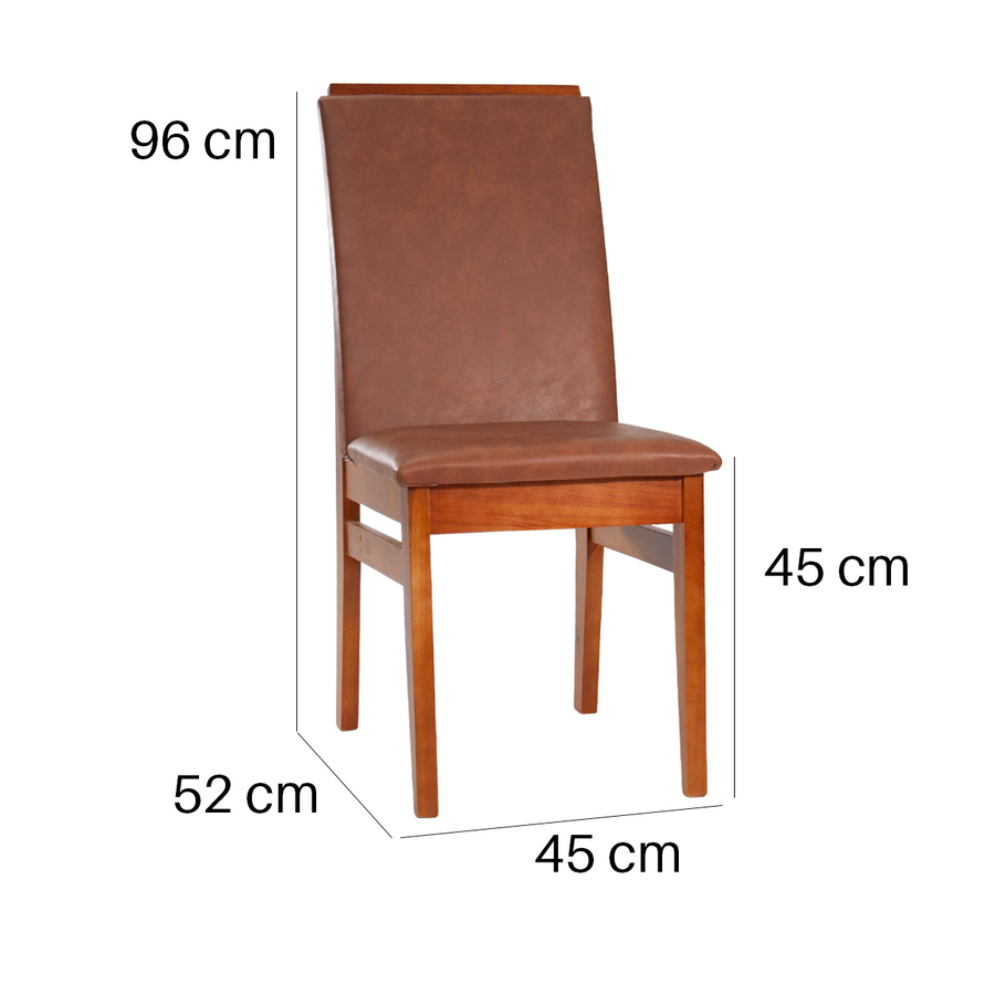 Kit 2 Cadeiras Veneza Corino – Estrutura em Madeira Maciça